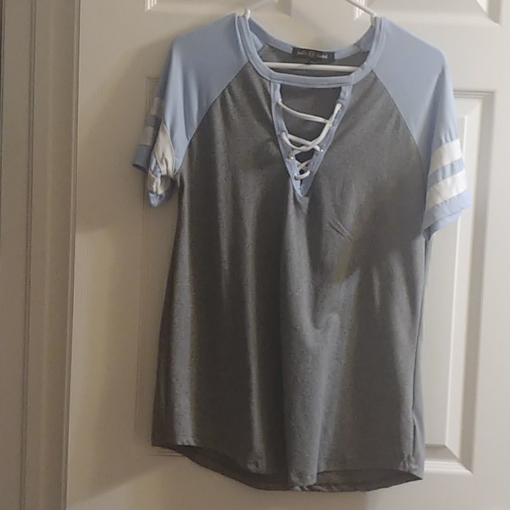 Blue and grey shirt